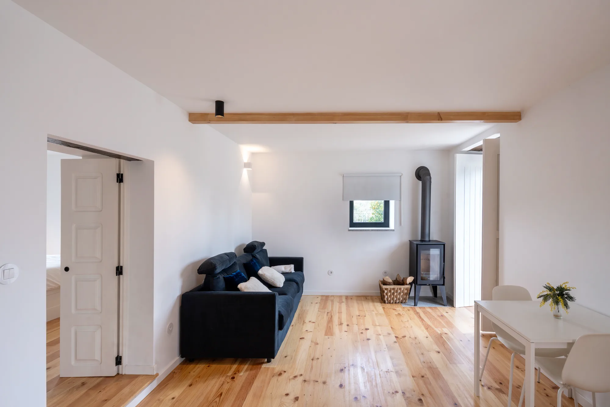 Modern lounge and kitchen area inside the farmhouse