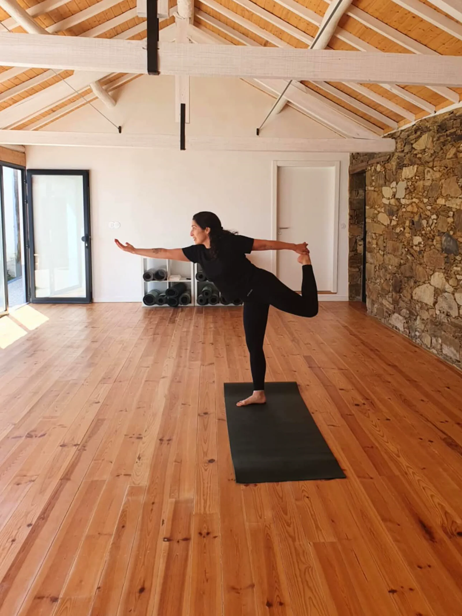 Yoga practice inside the Quinta Chaouen studio